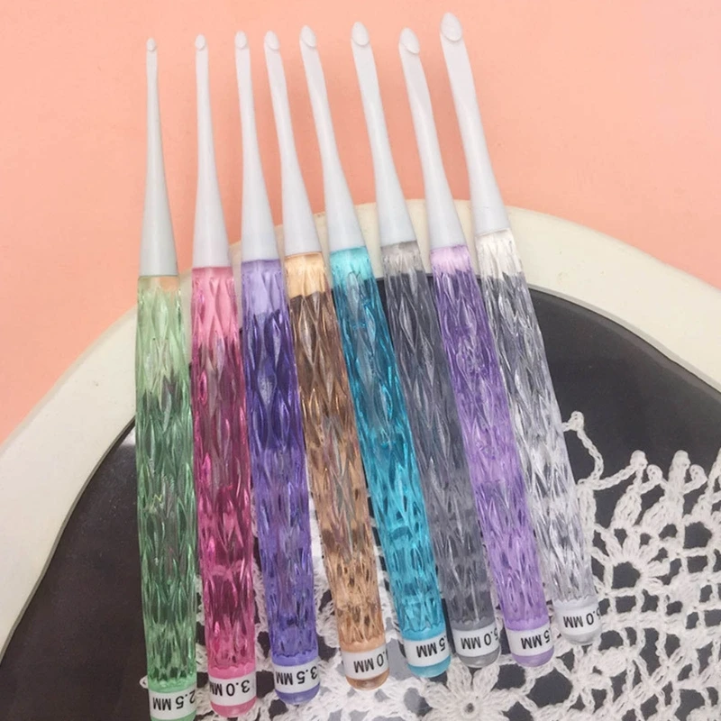 8Pcs Long Handle Crochet Hook Needle 2.5mm-6.0mm for Beginner