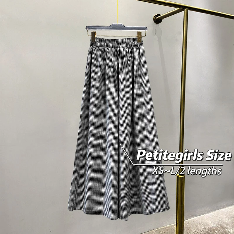 150 Short slouchy little plaid big swing culottes Women's summer cotton hemp high waist loose wide leg pants xs show height