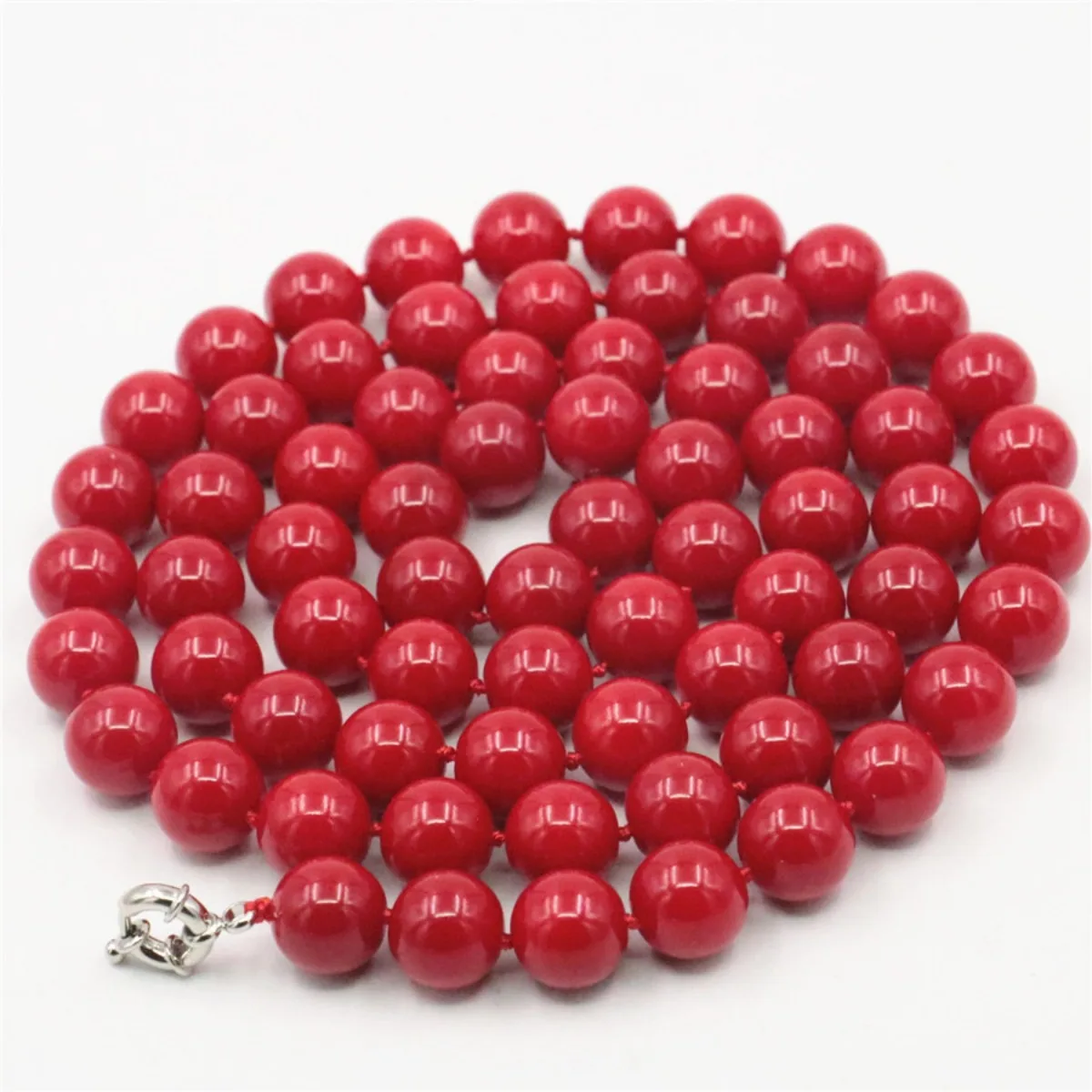 Trendy Accessory Jewelry Beads 10 12mm Red Coral Necklace Wholesale Balls DIY Girl Women Gifts Female Hand Made Ornaments 36inch