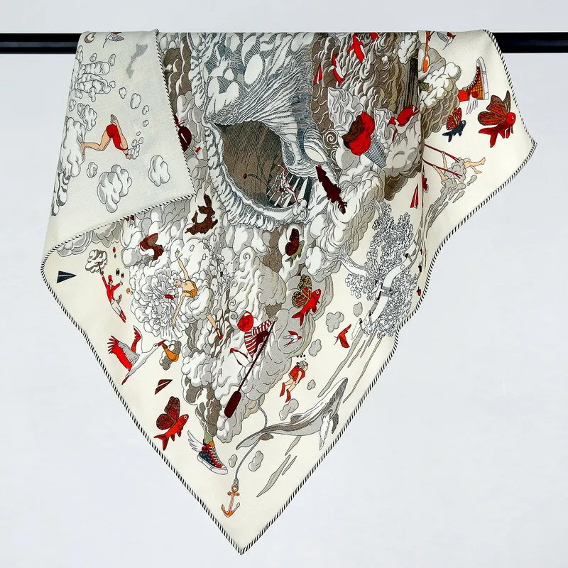 

Double Faced Print Winter Scarf 65CM Rolled Edge Bandanas Shawls Scarves Head Hair Scarfs Belt Bag Accessories