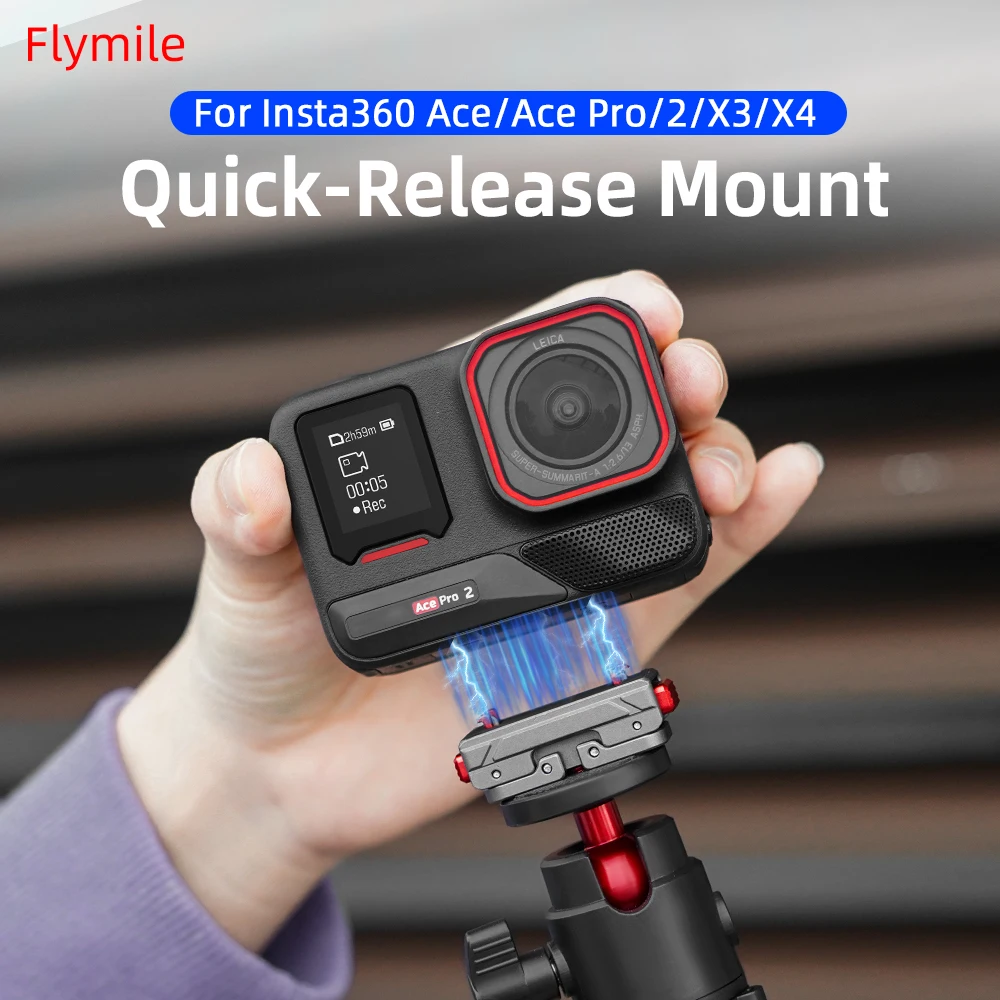 Flymile Metall-Schnellwechselhalterung für Insta360 X6/X5/Ace Pro 2 Kamera Magnetische Basis Erweiterungshalterung Adapter Zubehör – Detail 1