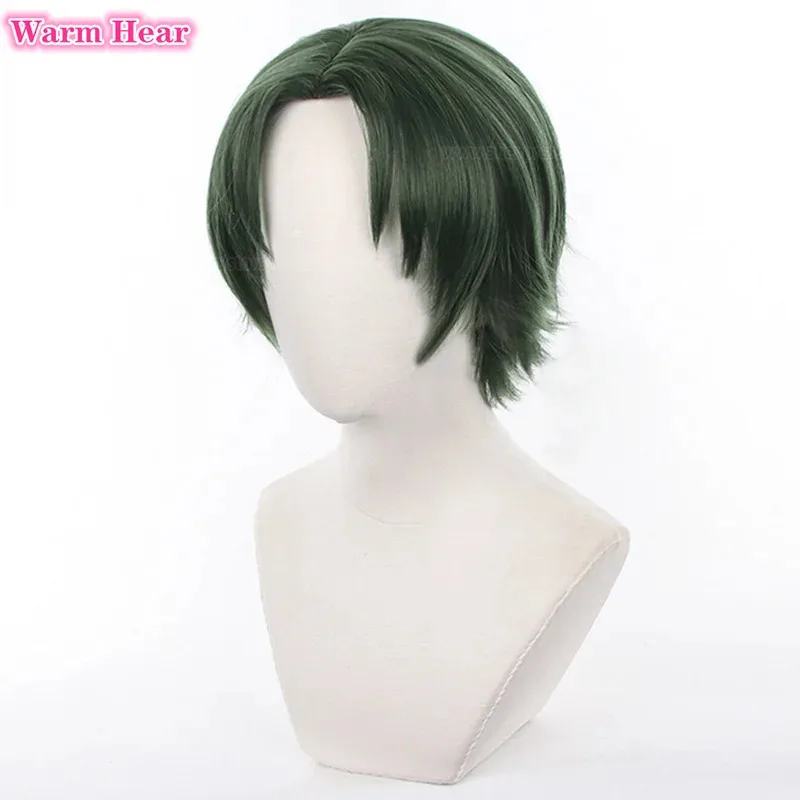 Hasumi Keito الاصطناعية ES للجنسين 30 سنتيمتر الأخضر الداكن تأثيري أنيمي مقاومة للحرارة الشعر هالوين شعر مستعار للحفلات + غطاء شعر مستعار ir;l5 #4
