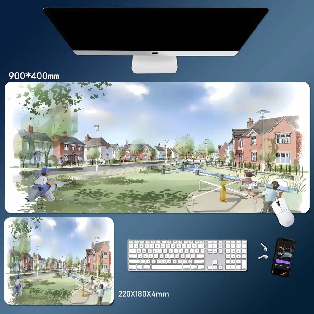 

Simple-line Watercolor Painting Mouse Pad Desk Mouse Pad Cute HD Desk Pad Extended Gaming Keyboard Mats Large XXL Gamer Mousepad