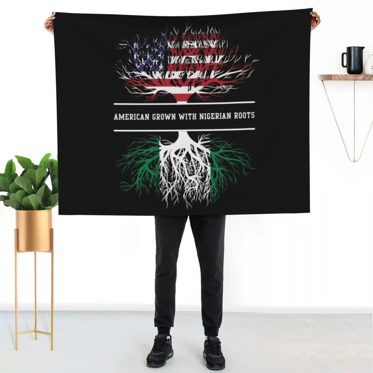 

American Grown With Nigerian Roots Nigeria Throw Blanket Lightweight Warm Blanket for Travel Camping