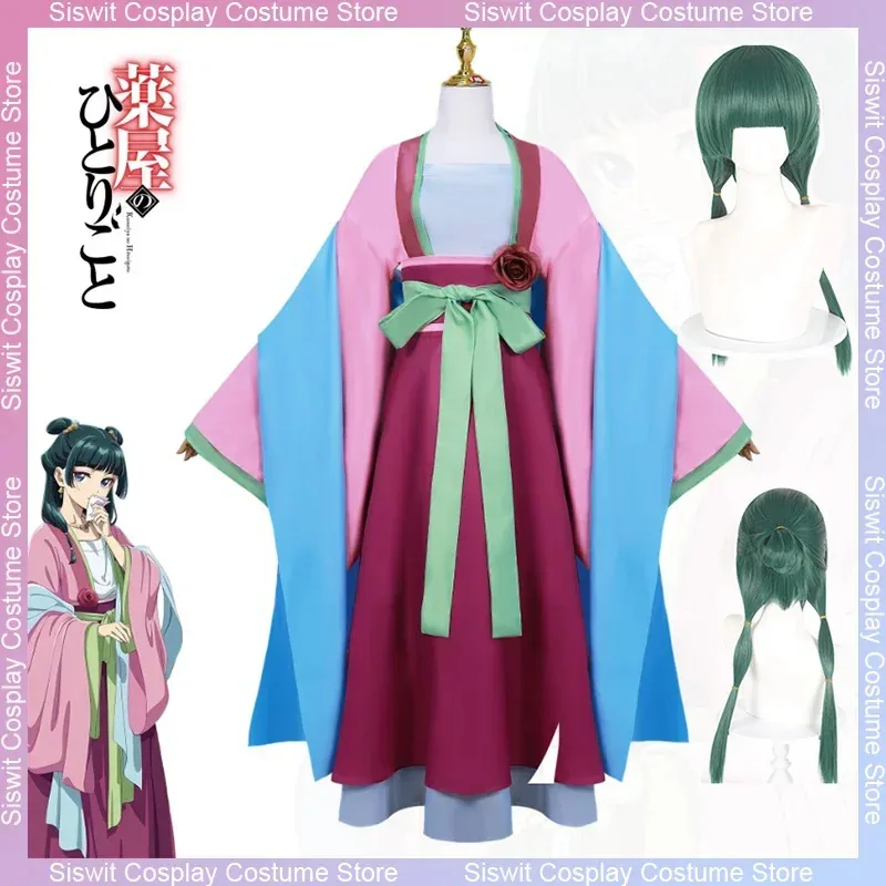 

Anime The Apothecary Diaries Maomao Cosplay Costume Pink Dress Wig Necklace Earrings Hairpins Full Set Party Carnival Outfits