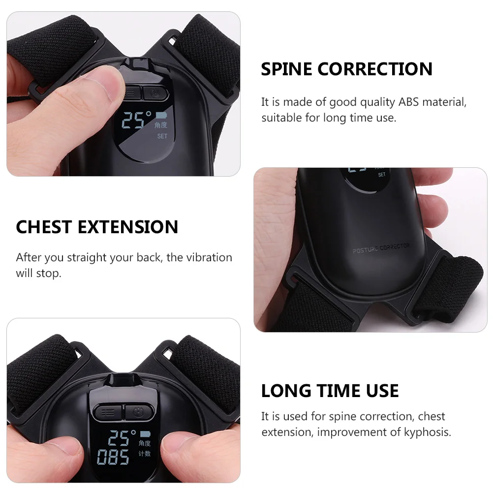 

Posture Corrector Adjustable Back Brace Strap Black Intelligent Vibration Stop Spine Correction Chest Extension Kyphosis