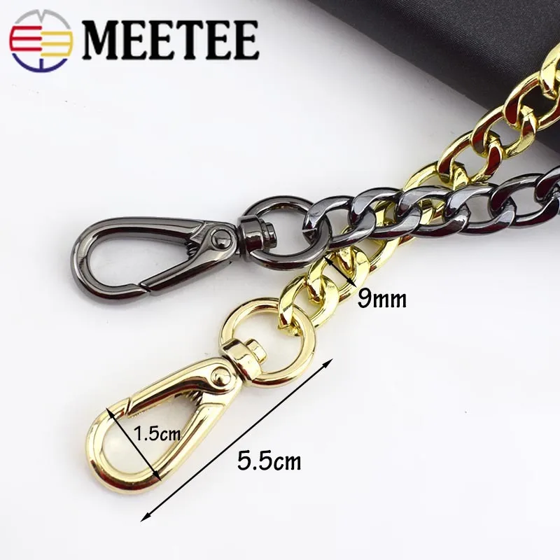 Meetee 60/100/110/120cm Handbag Metal Chains with Buckles DIY Bags Purse Replacement Shoulder Straps Hardware Parts Accessories