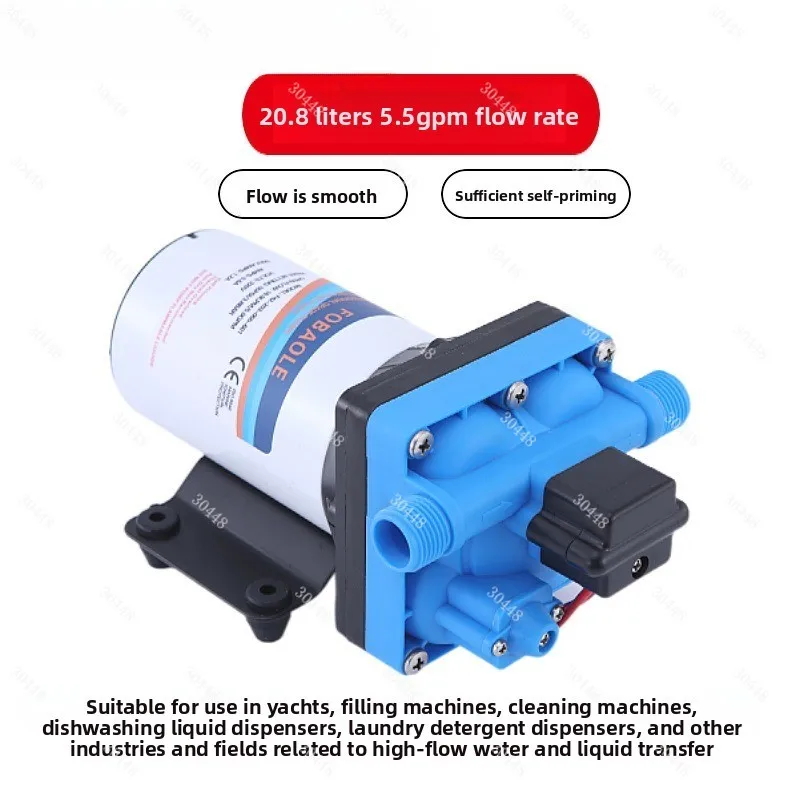 5.5GPM Mini DC High-Pressure Diaphragm Pump 12V/24V Self-Priming Booster for Spraying, Irrigation, and Car Wash
