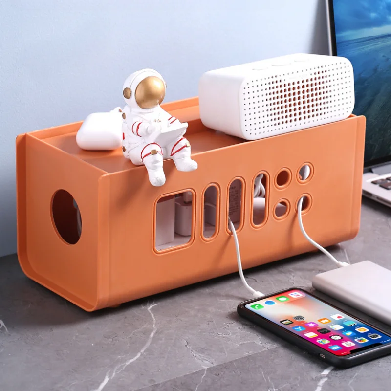 Desktop Plug-in Board Storage Row Plug Power Cord Plastic Storage Box Household Items Cable Organizer Holder