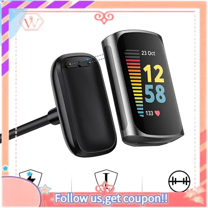 Upgraded 2X For Fitbit Charge 5/Luxe USB Wireless Magnetic Charger Cable Charging Dock Adapter Smart Watch Accessories 1M