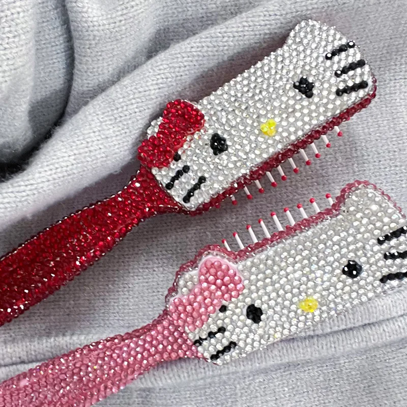 Hello Kitty Full Diamond Comb with Small Portable Makeup and Comb To Give Your Girlfriend Christmas Gift