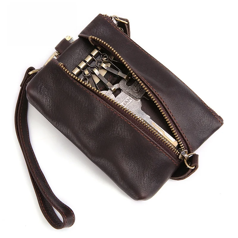 

Handmade Original Top Layer Cowhide Leather Key Holder Wallet Multifunctional Men's Card Holder Car Key Bag Vintage Style