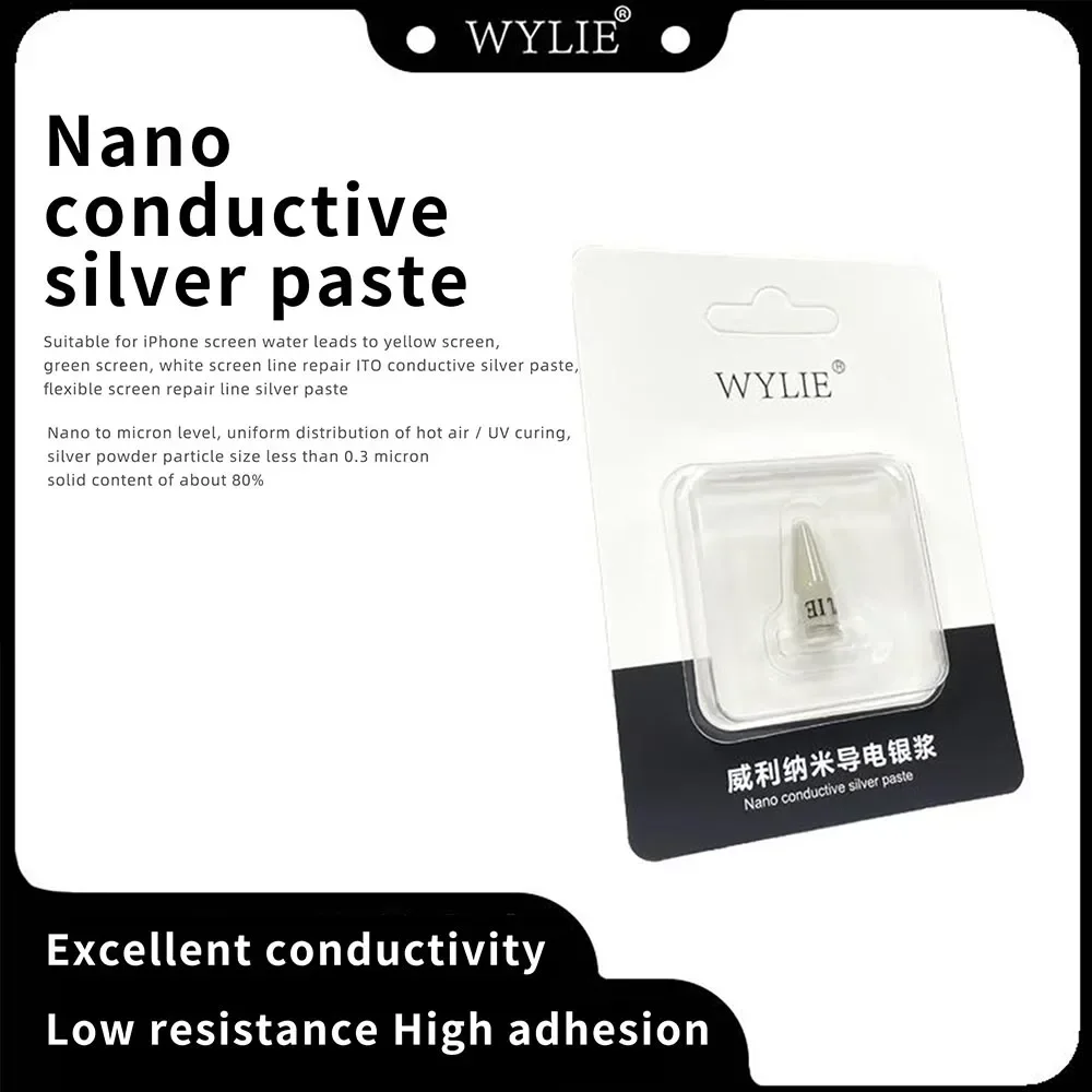 معجون فضي موصل من Wylie Nano لإصلاح iPhone، دوائر الشاشة باللون الأصفر والأخضر والأبيض، أداة شاشة تالفة لتدخل الماء