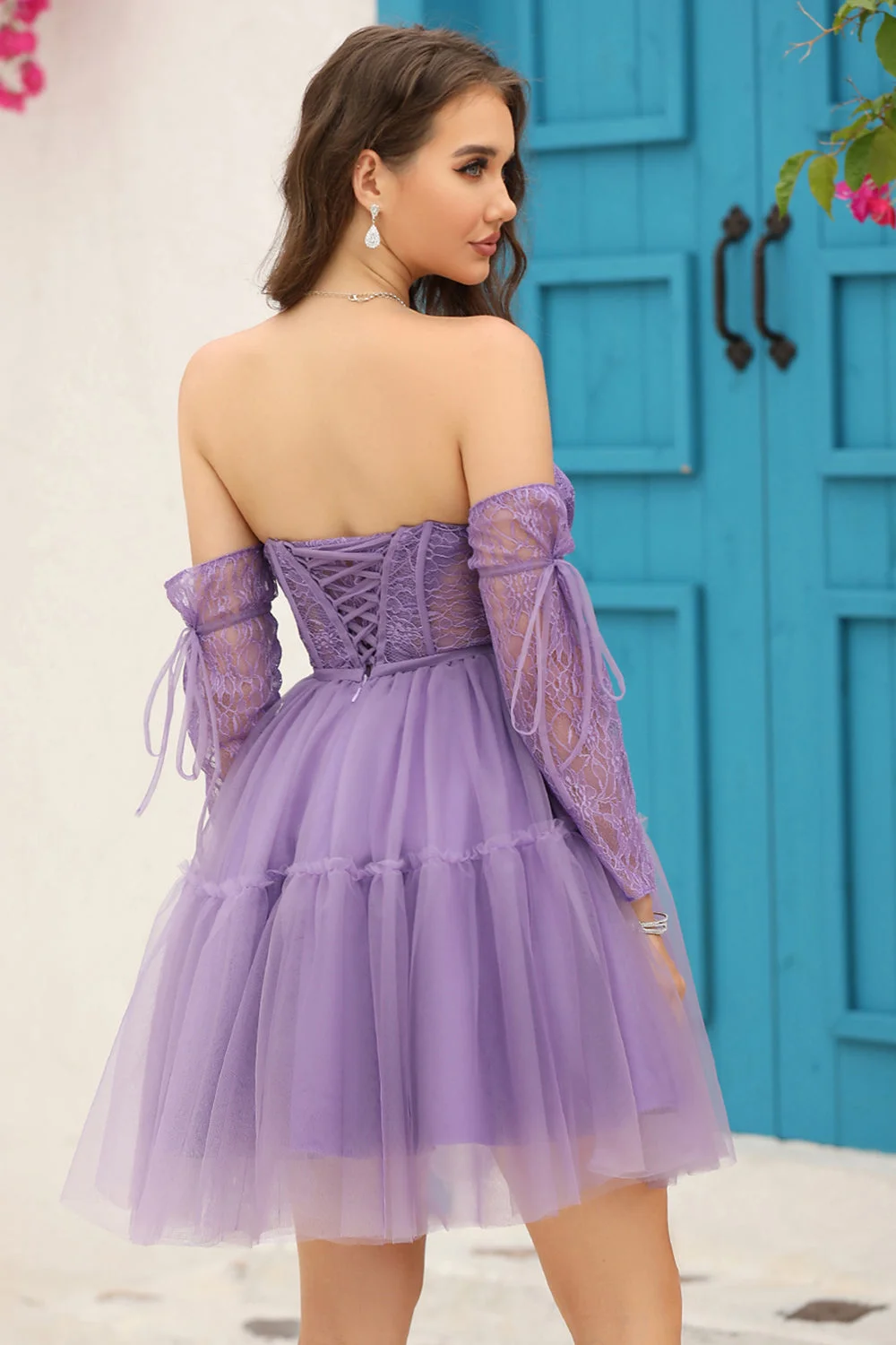 Sweetheart Ruffles Tulle Homecoming Dresses for Teens Sheer Corset Sleevelss Backless Prom Gowns A-line Short Graduation Gowns