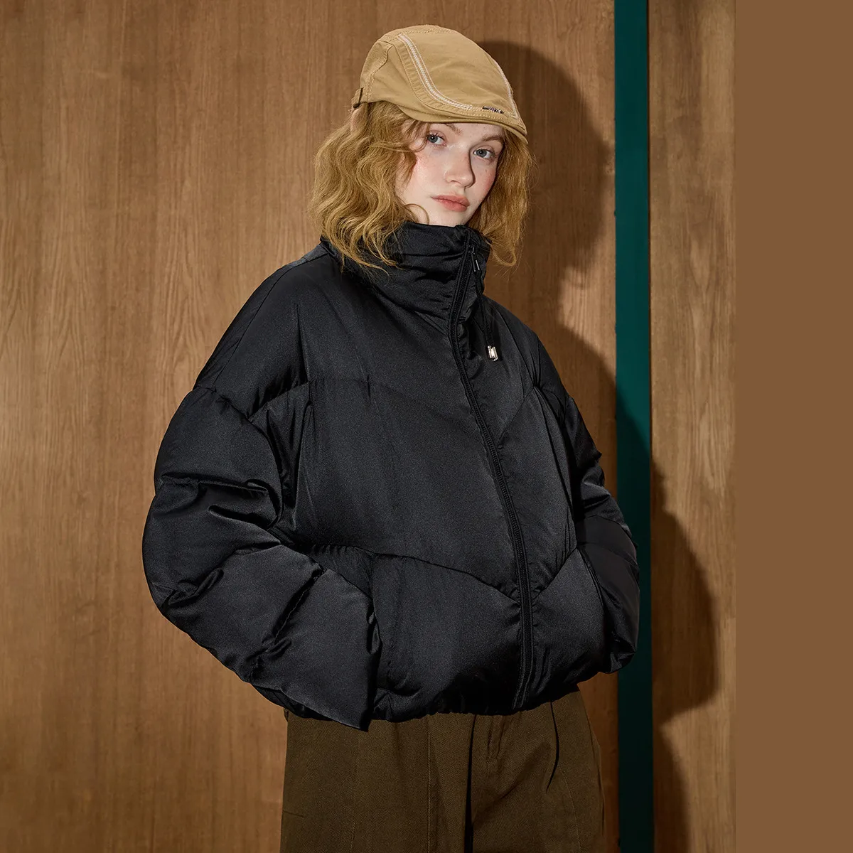 2025 الشتاء المرأة 90% أسفل ملء سترة منفوخة الوقوف طوق بلون سترة المتضخم فضفاضة تناسب معطف تنوعا نفخة الأكمام #5