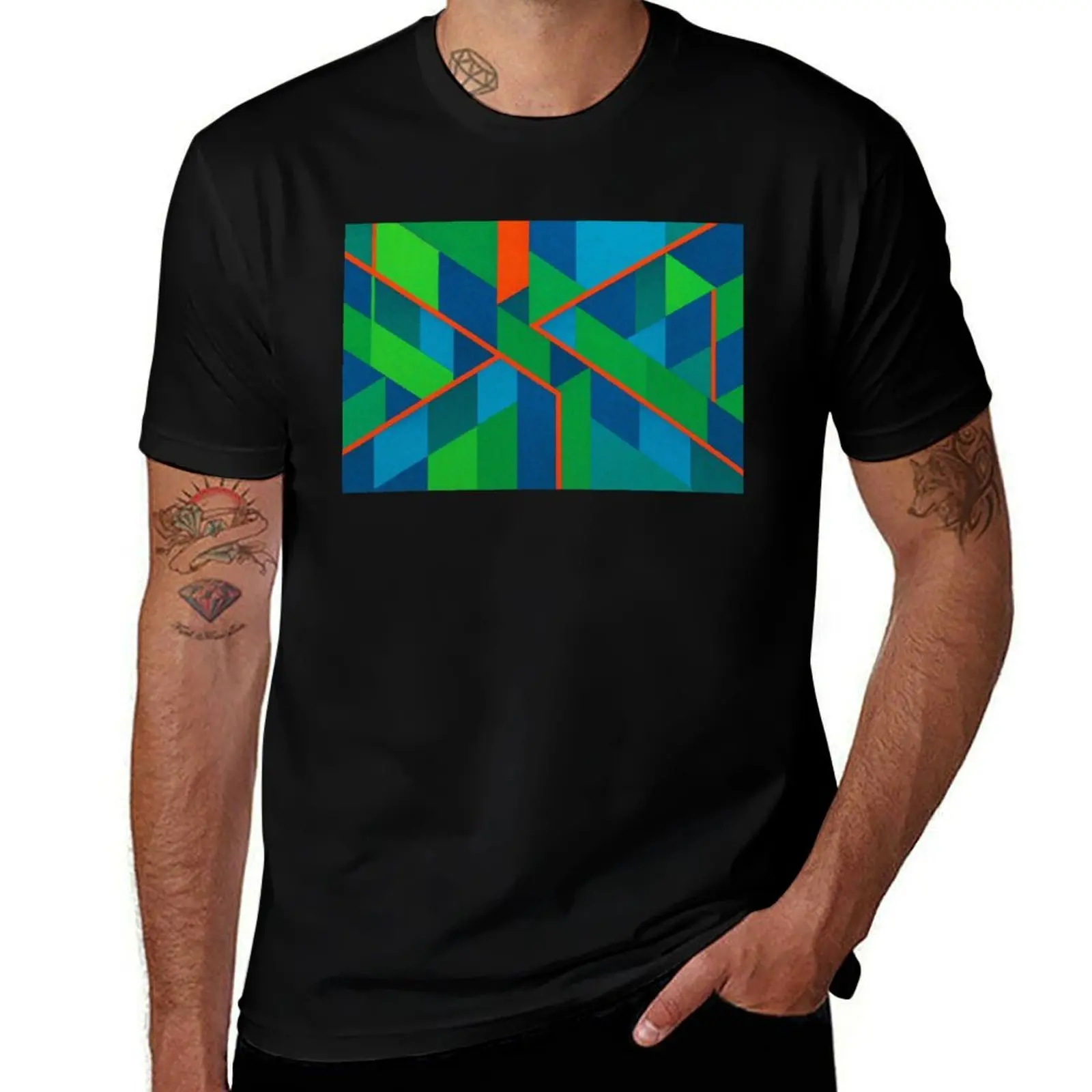 

Geometric color explosion in green T-Shirt Blouse custom t-shirts heavyweights summer clothes mens clothing