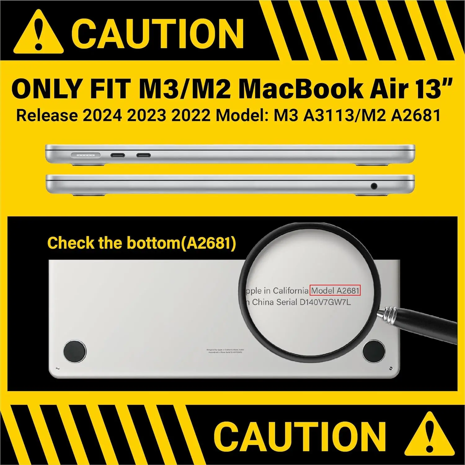 Compatible with New MacBook Air 13.6 inch Case 2022-2025 M2 M3 M4 Chip Model A2681/A3113A3240, Hard Shell Case Crystal Clear