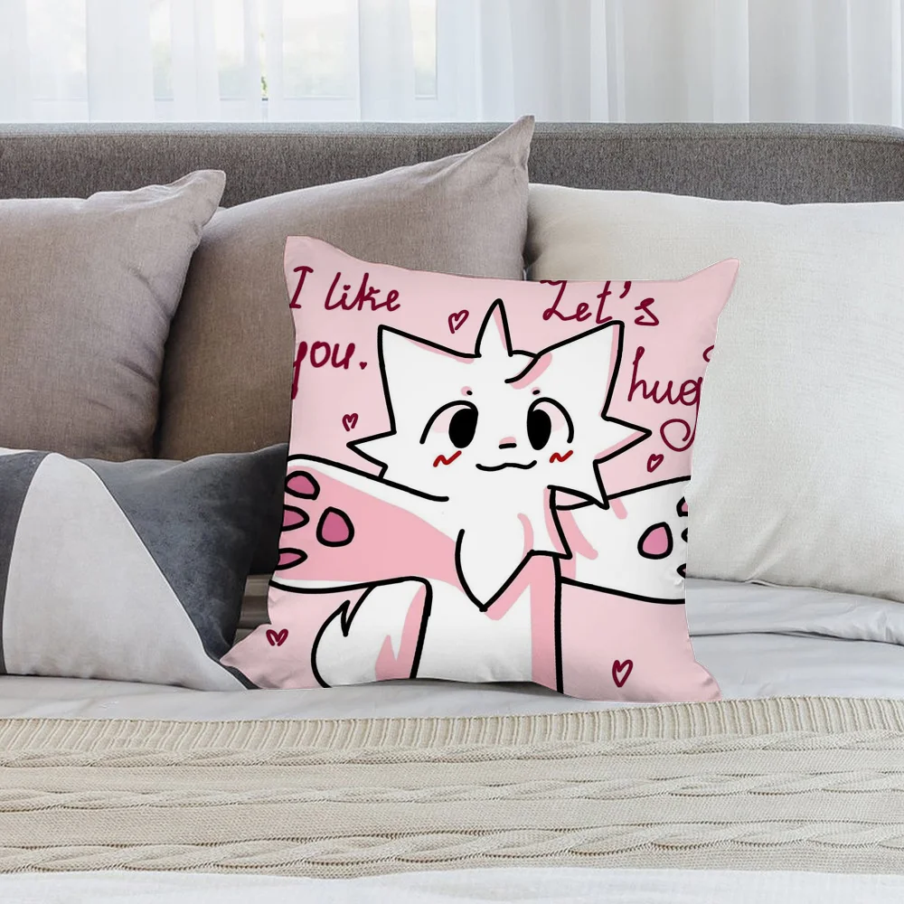 B-Boykisser Silly Cat Cute Pillow Case Short Plush Pillow Covers Sofa Decorative Gift Home Double-sided Printing Cushion Cover