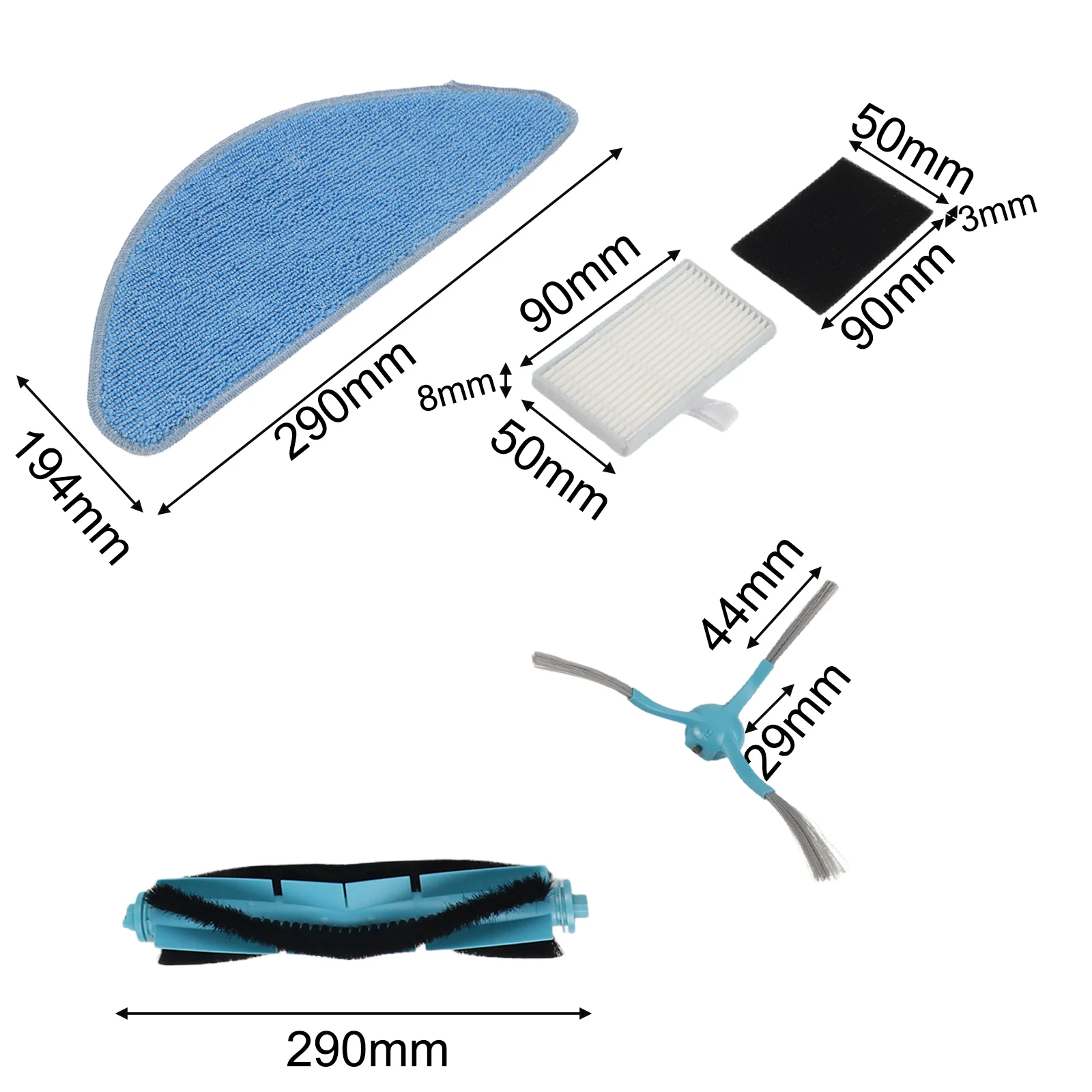 Replacement Accessory Set for OKAMI R117 Robot Vacuum Main Brush Mop Cloth and Filter for Optimal Cleaning Efficiency