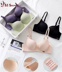 Sexy French Style Bra Corset One-Piece Lingerie Women Wireless Bralette Simple Ice Silk Gather Push Up Underwear Soutien Gorges