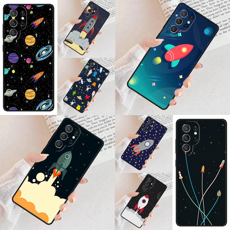 Cartoon Rocket Phone Case For Samsung Galaxy S24 S23 S22 S21 Ultra S10 Note 10 Pro S20 Plus FE S9 S8 Cover