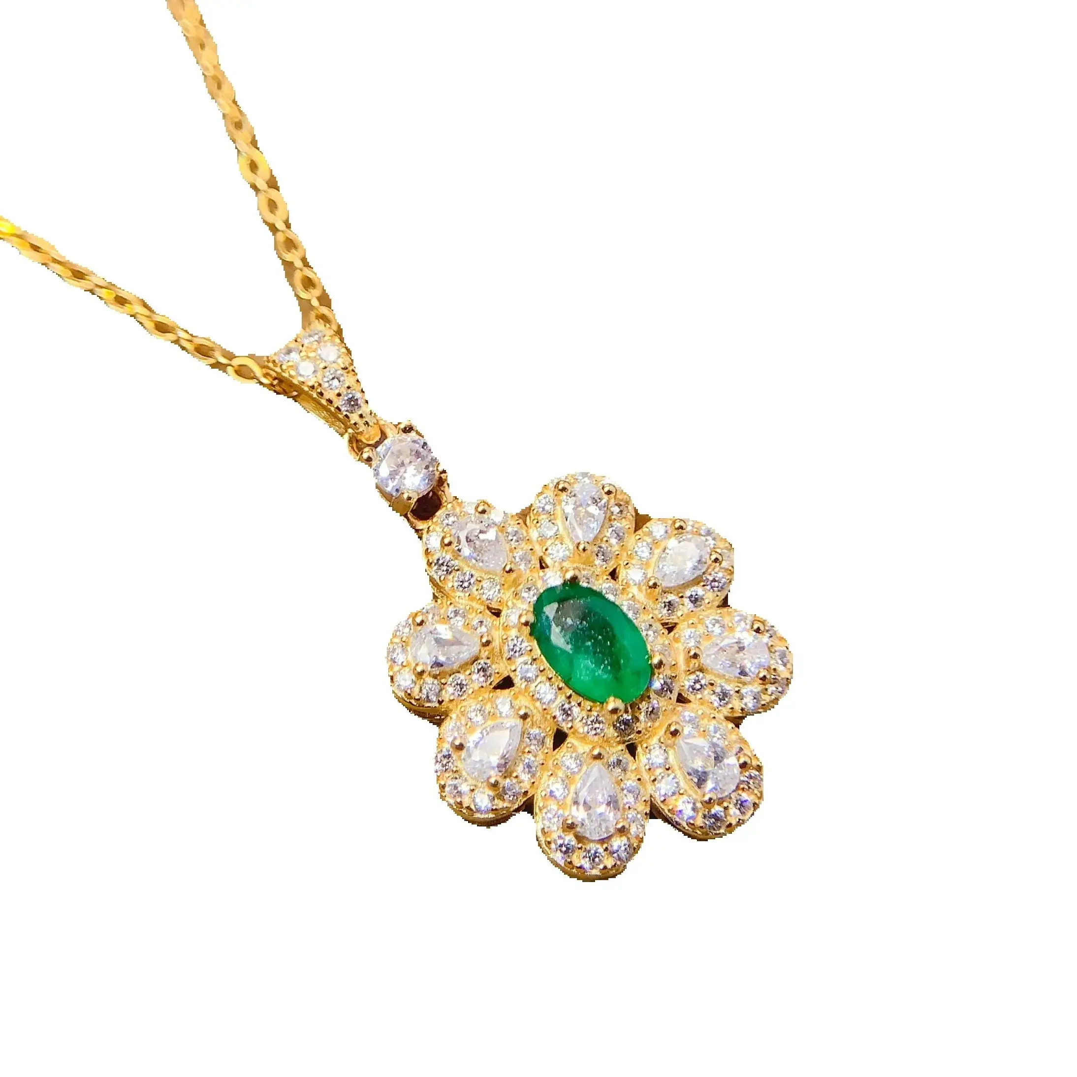 

SHILOVEM 925 sterling silver Natural Emerald pendant New Birthday Christmas Gift Fashion Wholesale Women 4*6mm lz040699agml