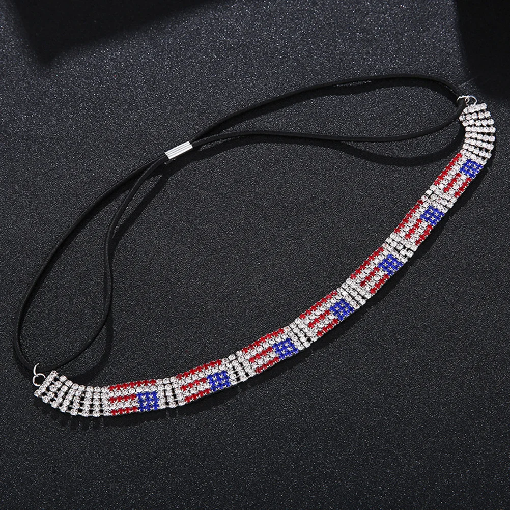 

Water Rhinestone Hair Band Usa Flag Design Elastic Sparkly Headdress For Women Girls Fashion Headband Hair Accessories