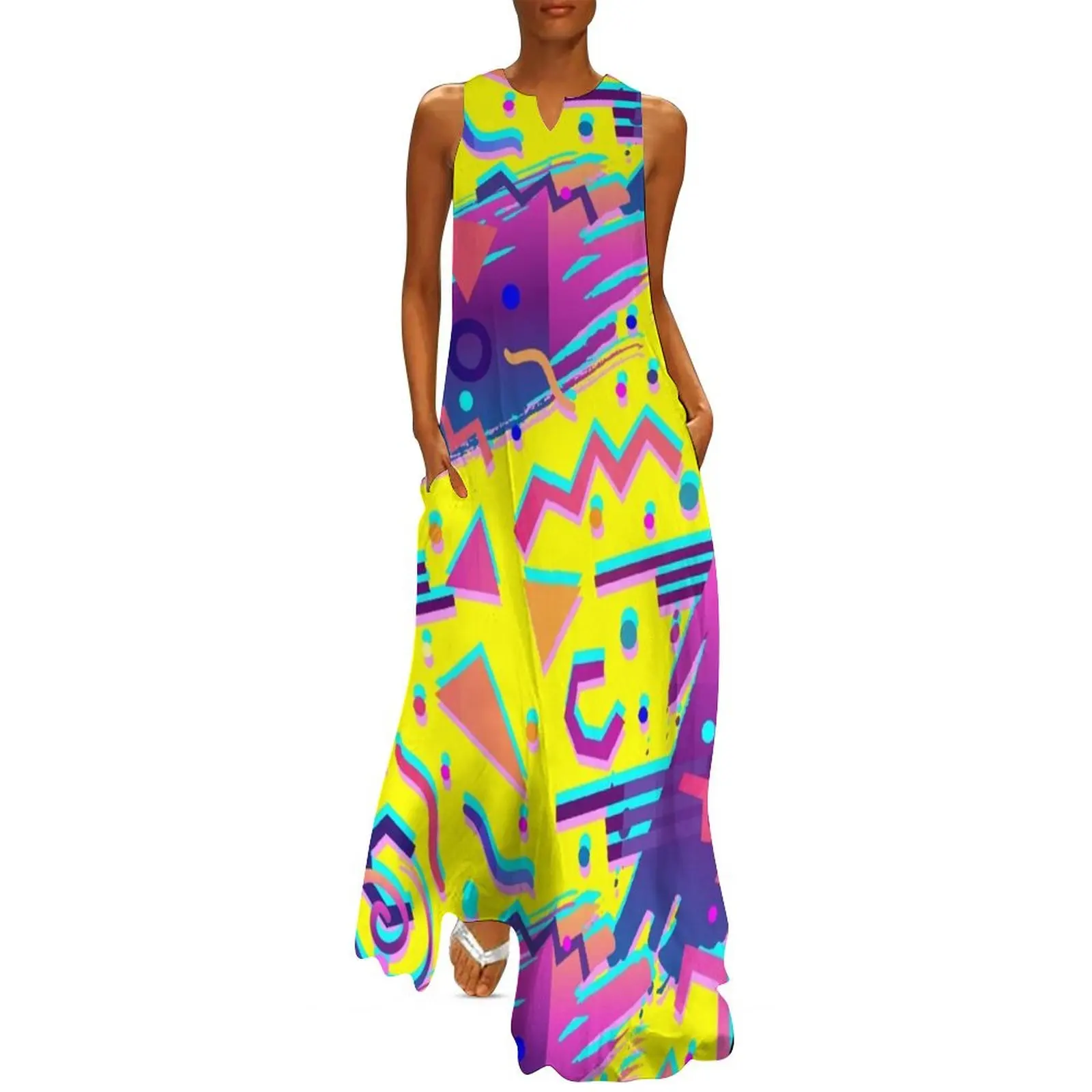 

Eighties Retro Memphis Pattern Long Dress Summer dresses for women dress women summer Dresses gala