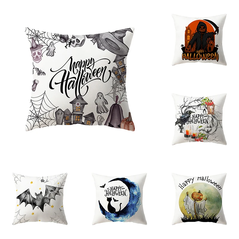 

Pumpkin Print Halloween Theme Pillow Cover Sofa Cushion Holiday Gift Party Decoration Home Decor