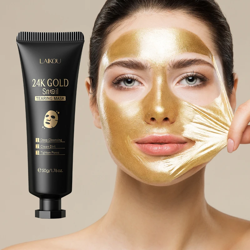 Mascarilla exfoliante de colágeno de Caracol dorado de 24 quilates, Reduce los puntos negros, limpieza profunda, Control de aceite, reduce los poros, hidratante, suave, cuidado de la piel facial