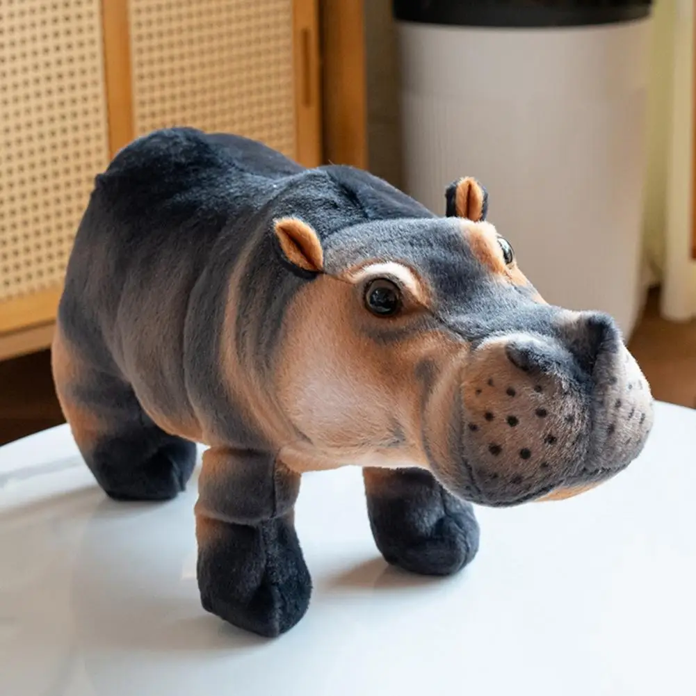 

Smart-eyed Hippo Stuffed Hippopotamus Plush Toy for Kids Lovers Realistic Standing Hippo Stuffed Soft Wild Hippo for Children
