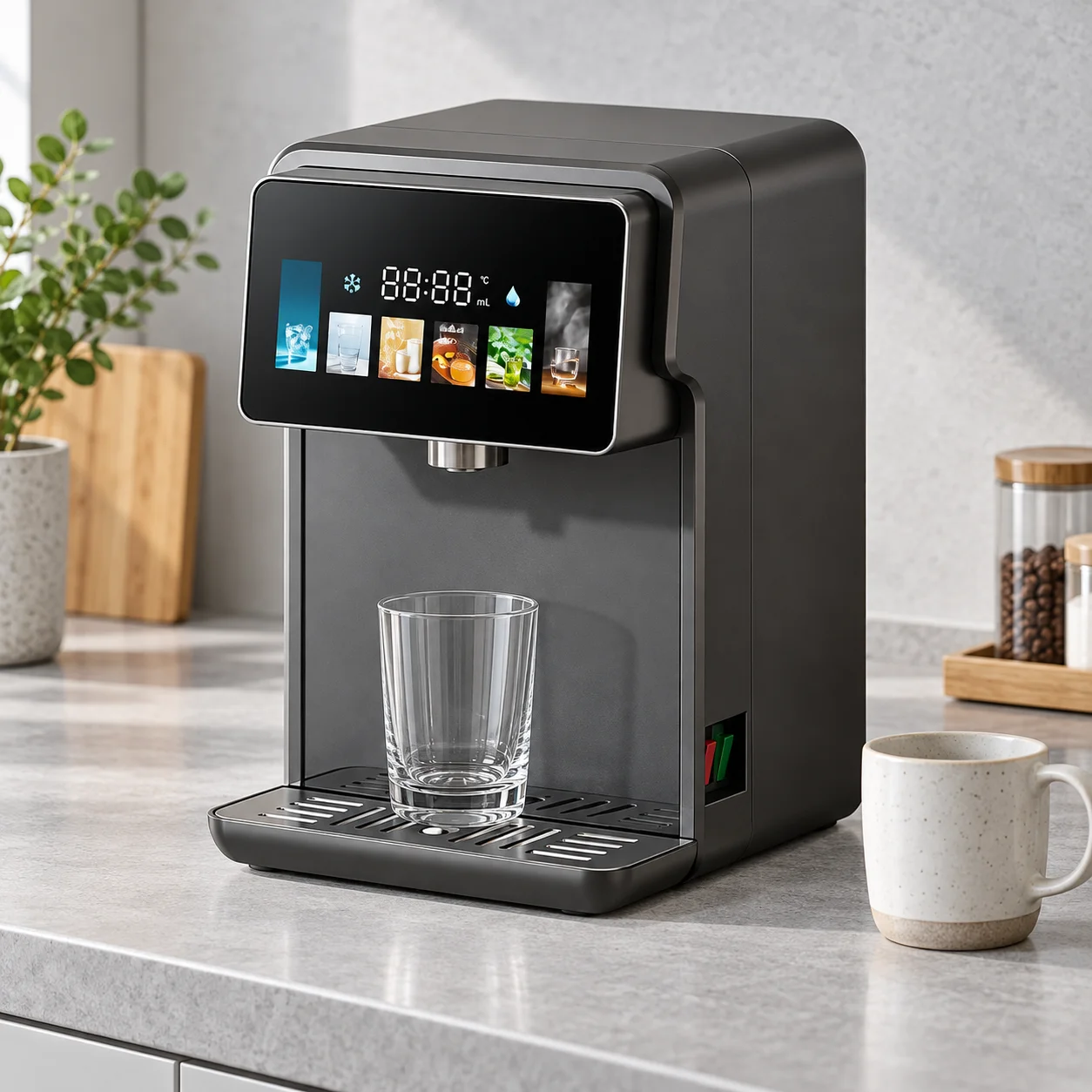 Electric Countertop Instant Hot and Cold Water Dispenser with 1 L Cooling Tank and Dual Water Inlets for Hotel Use