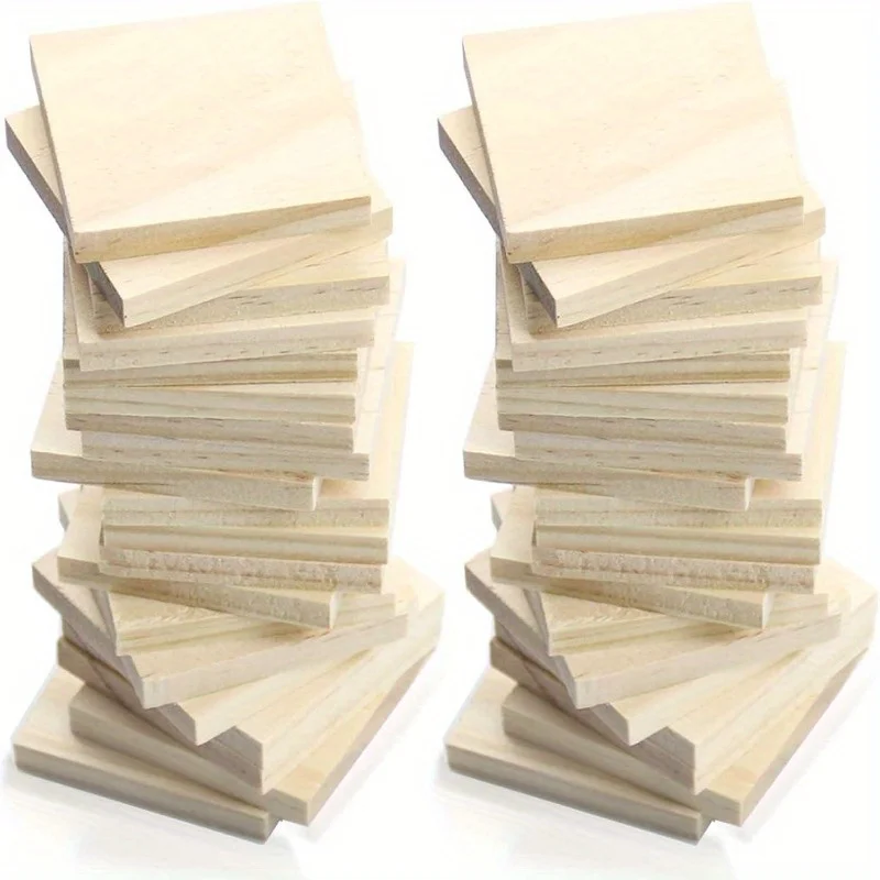 20pcs Blank 2x2 inch Wooden Blocks for Crafting - Unfinished Natural Wood  Ideal for DIY Projects, Carving, Pyrography, Painting