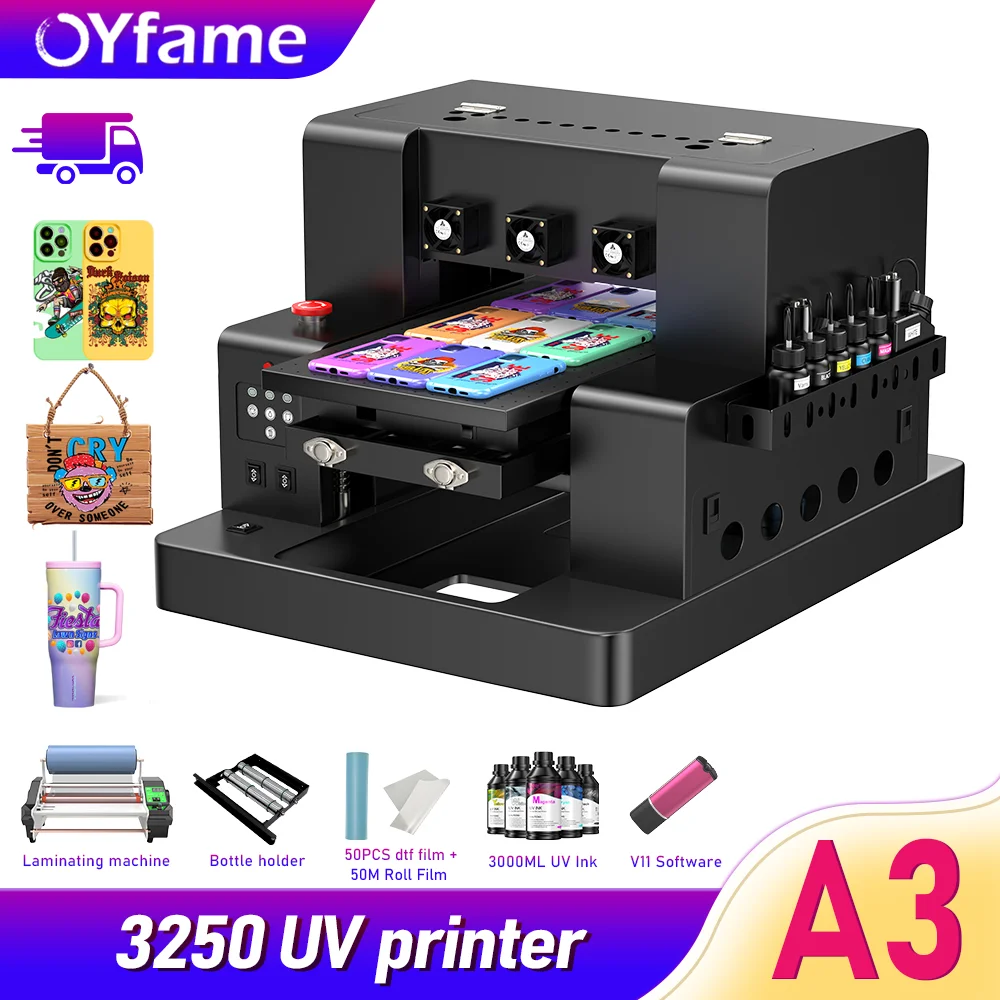 

OYfame A3 UV Flatbed Printer A3 UV DTF Printer For Epson L805 Printer head A3 UV Printing Machine For Metal Glass Bottle Wood