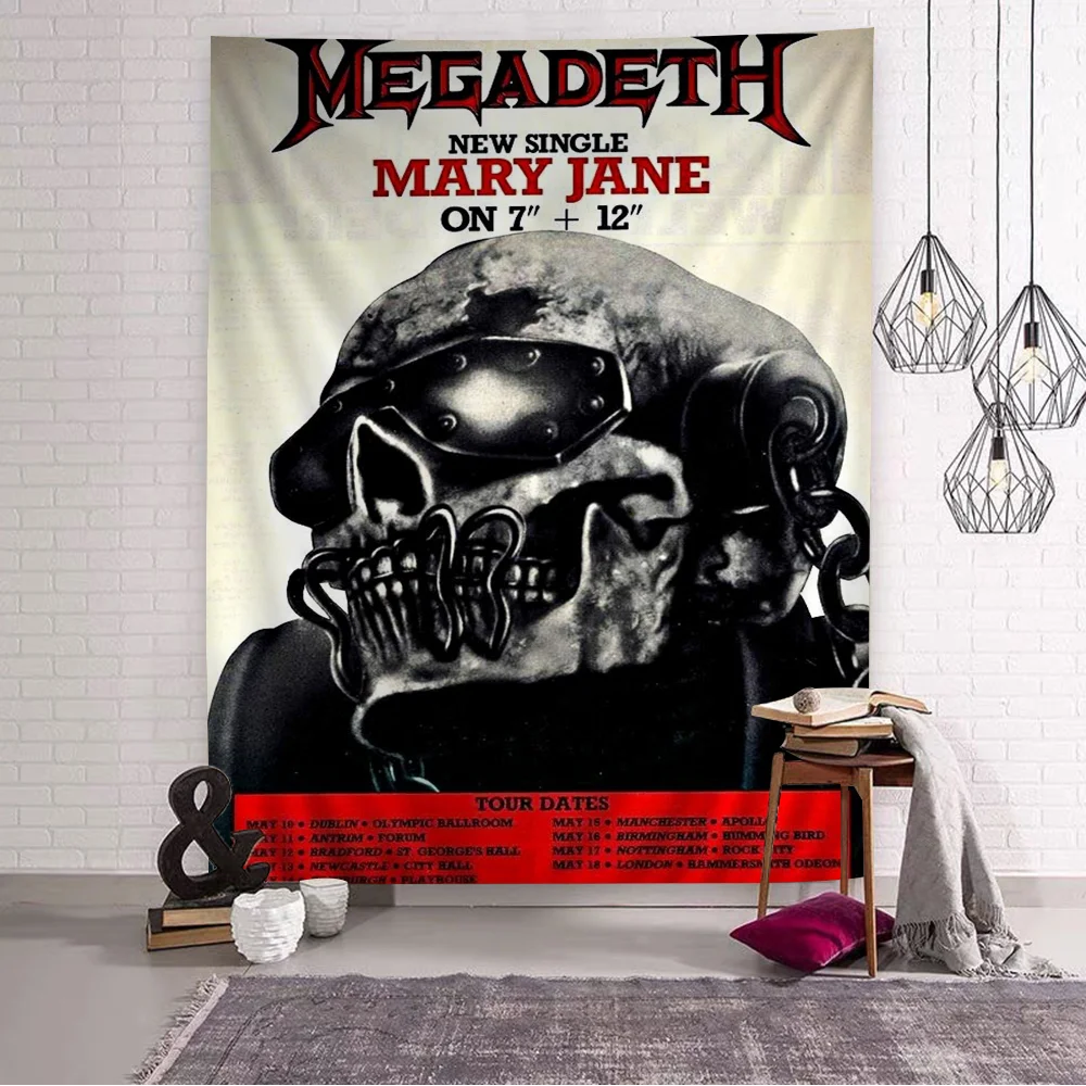 Megadeth Heavy Metal Band Anime Tapestry Hanging Tarot Hippie Wall Rugs Dorm Home Decor