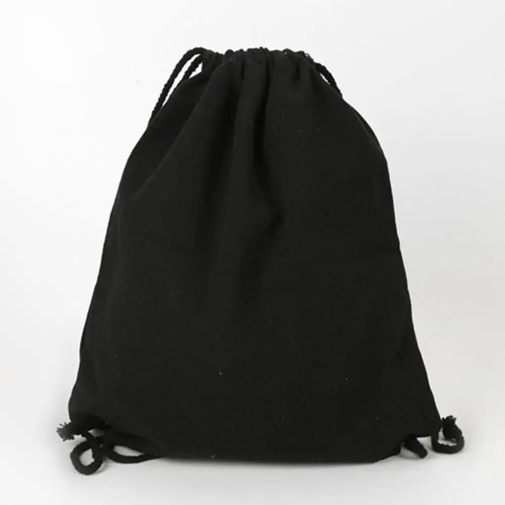 Baumwoll-Canvas-Rucksack mit Kordelzug, Fitnessstudio, Sackpack, Sport-String-Sackpack, Aufbewahrung, Geschenktasche, 2 Stück, Schwarz, 34,5 x 40 cm, lässig – Detail 9