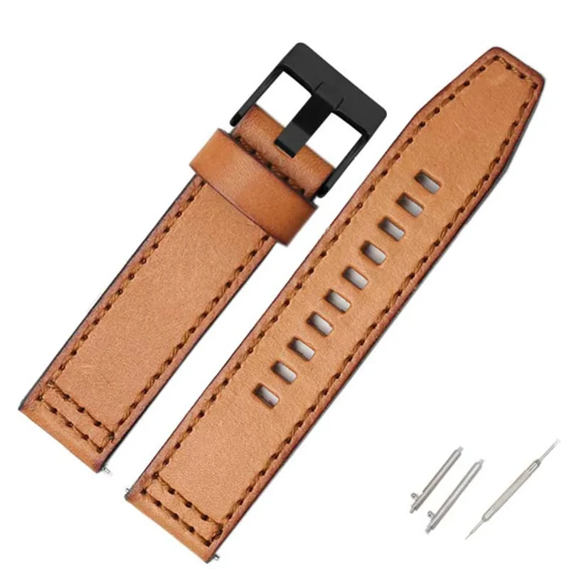 22mm 24mm high quality watchband For Fossil JR1354|1487|1424 Retro quick release genuine leather diesel strap black dark brown