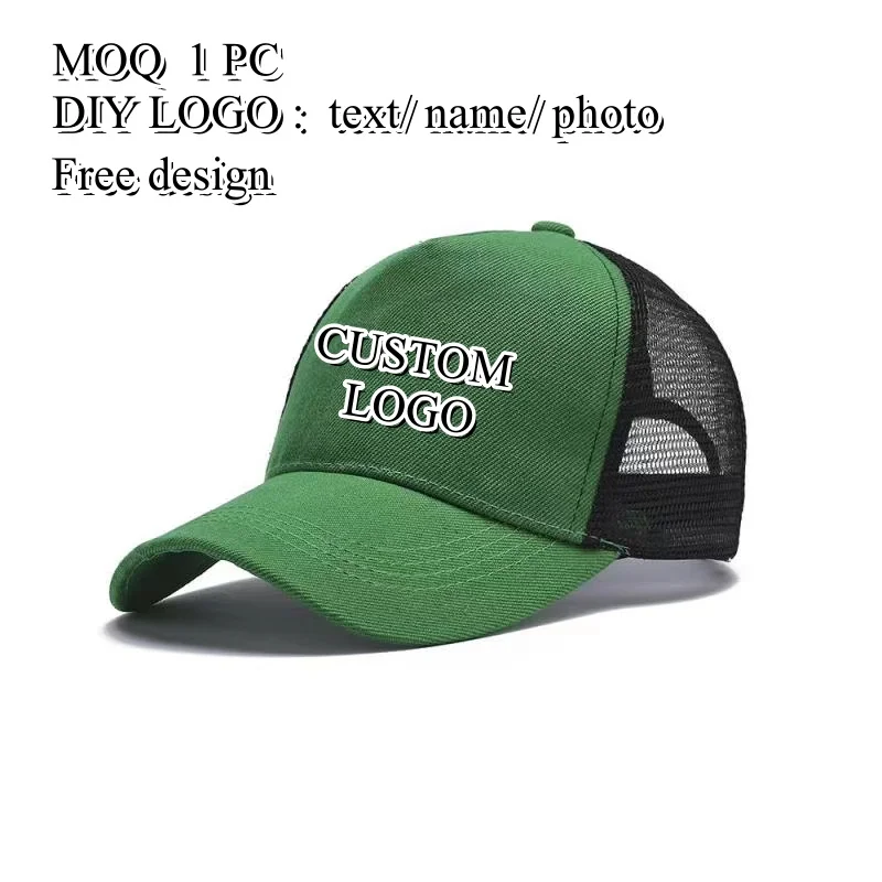 1 pc Custom DIY logo Adult Summer Mesh Baseball Caps Adjustable Trucker Cap for Women Men Sun Visor Cap
