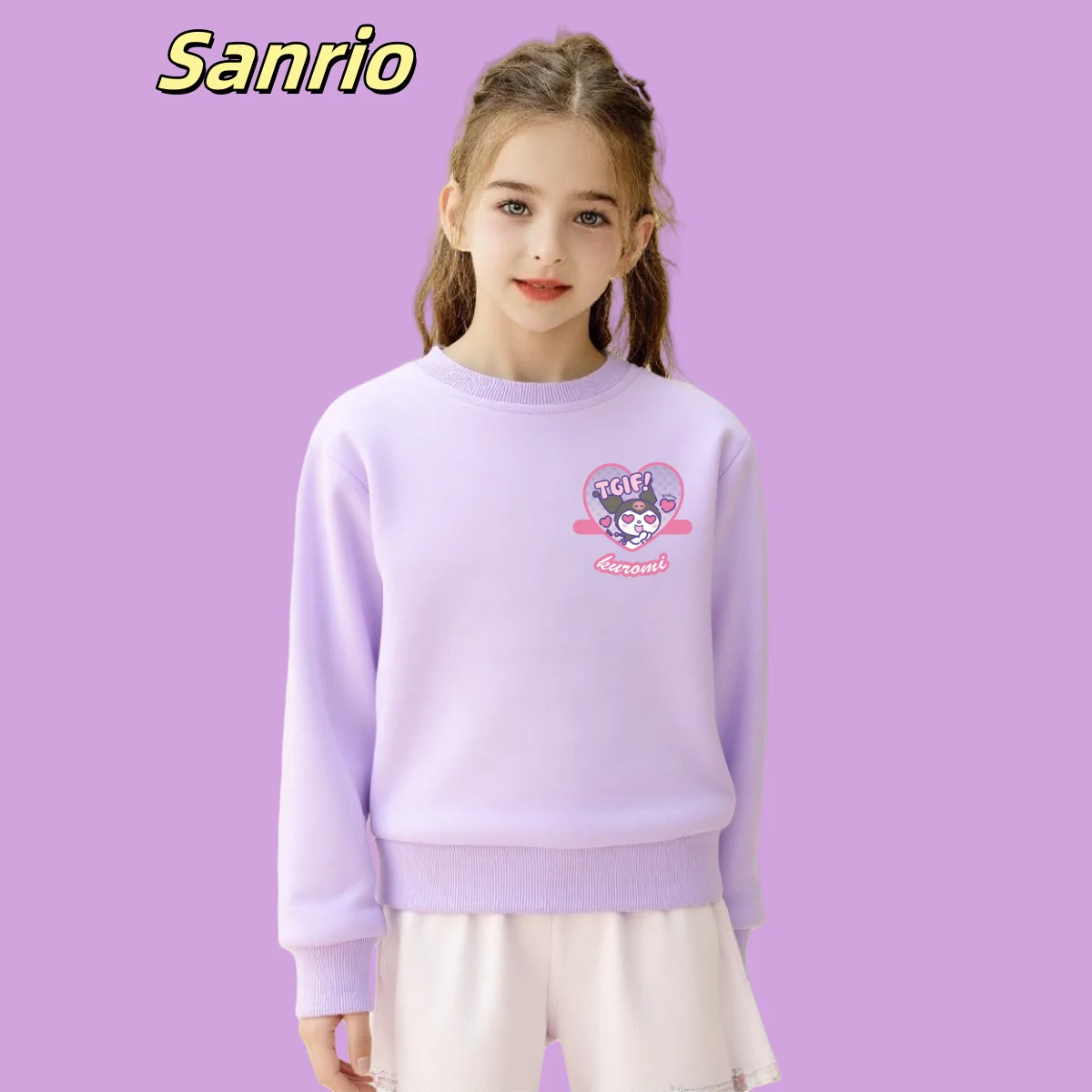 

Sanrio Autumn Baby Girls Clothes Kid Cartoon Kuromi Printed Sweatshirts Children Cute Pullover Long Sleeve T-shirts Top