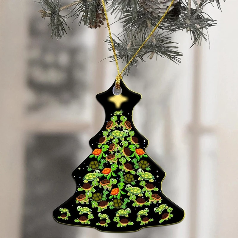 Merry Christmas Ornaments Wooden Hanging Baubles Xmas Tree Pendants Figurines Dog Shark Dolphin Parrot Pendant Dropshipping