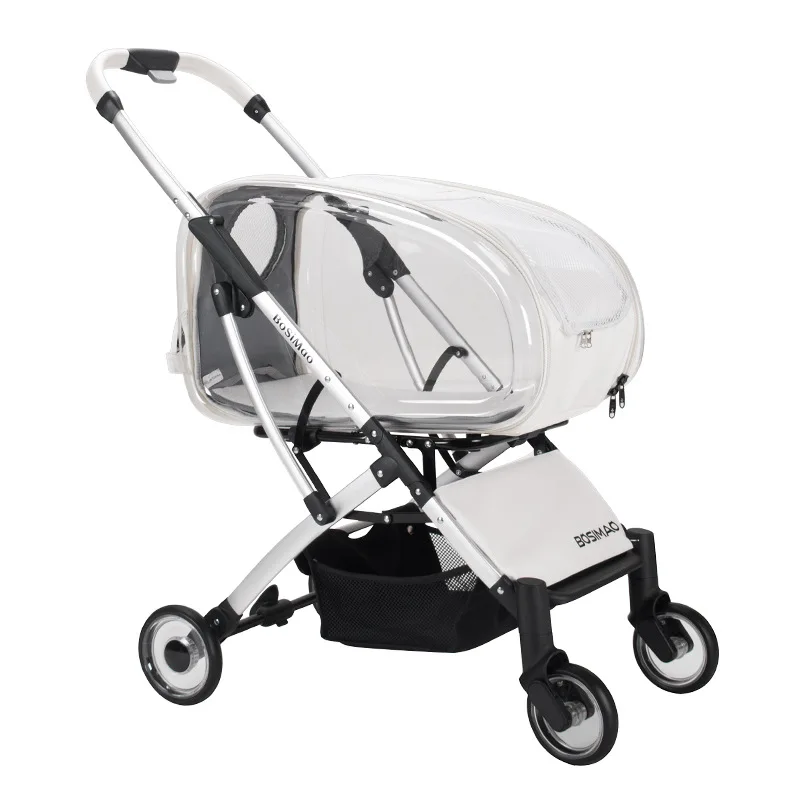 Portable Pet Stroller Folding Disassembling Cat Carrying Outdoor Windproof Rainproof Cat Bag Panoramic Breathable Pet Supplies