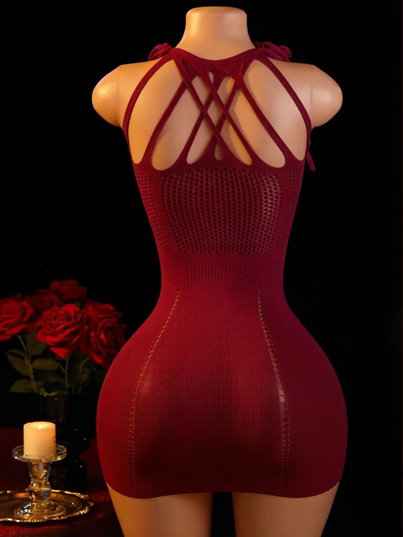 Women's Sexy Lingerie, Halter Neck Dress, Cutout Design, Perfect for Romantic Nights & Intimate Moments (One Size 88-132 lbs)