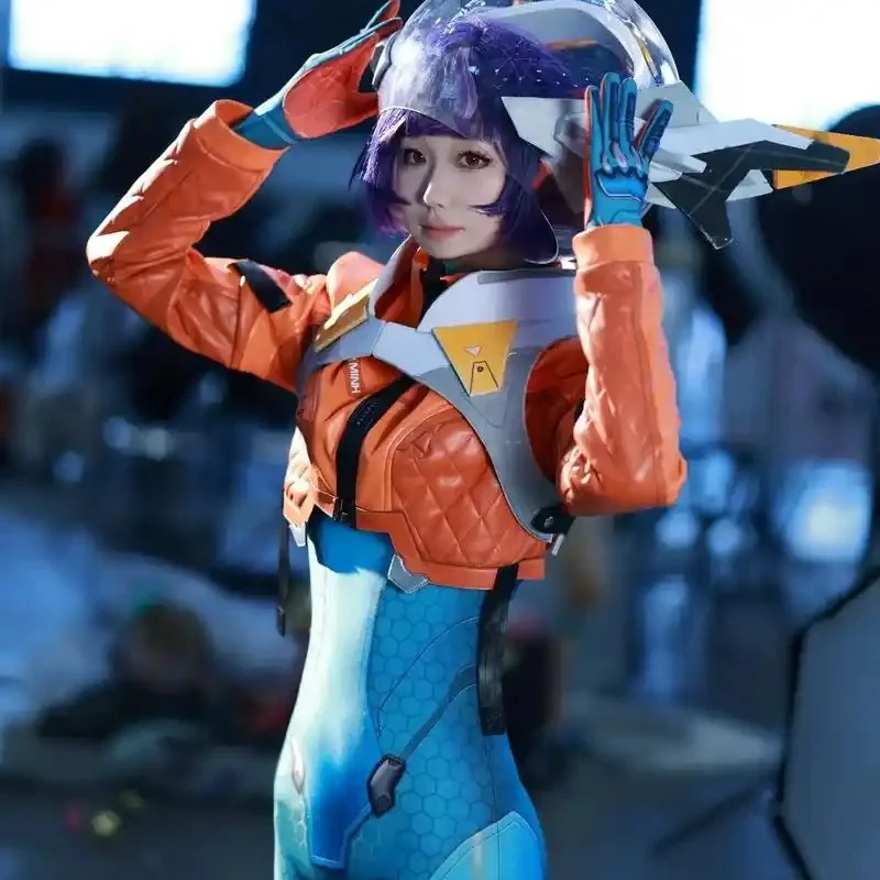 Overwatch2 Juno Cosplay Costume, Game Character Same Style Support Hero Outfit Sexy Tight Jumpsuit Bodysuit Wig Set view 6