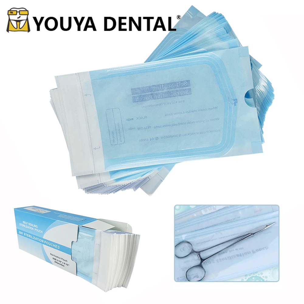 200pcs/box Self-Sealing Sterilization Pouch for Tattoo Dental Nail Dentistry  Accessories Tools Disposable Self-adhesive Bags