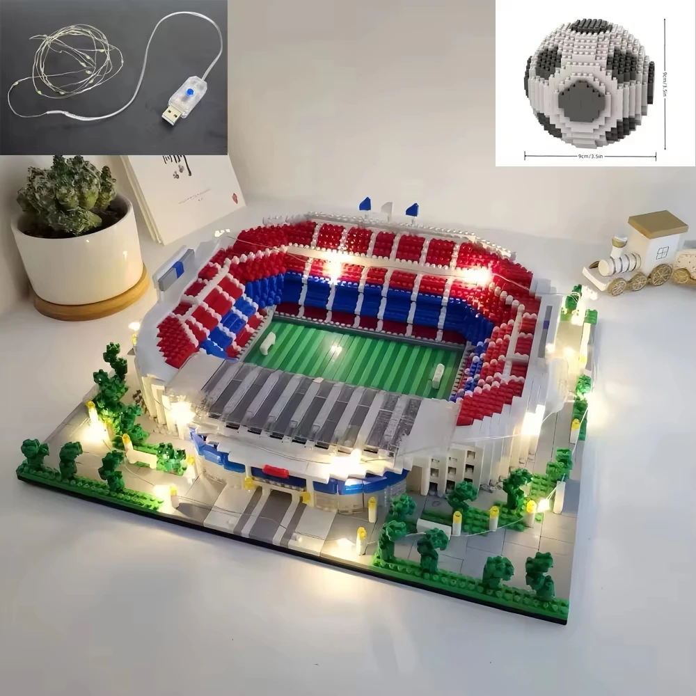 

3D Stadium Building Blocks: 3000+ Piece Architectural Model Kit, Large Football Arena DIY Project for Adults & Collectors