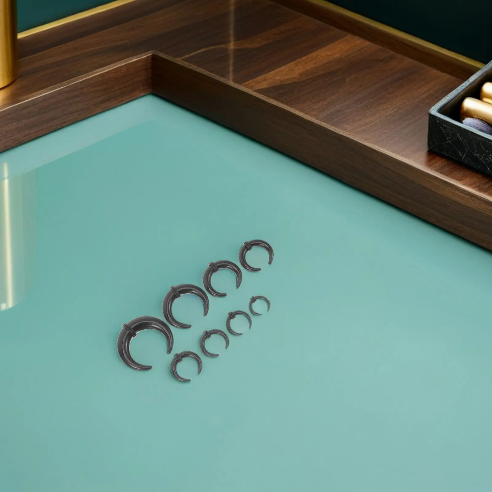 16 Piezas de Joyería de Acrílico Negro para Septum, Anillos en Forma de C, Pincher, Taper, Stretcher, Expander, 1.6, 2, 3, 4, 5, 6, 8, 10 mm, Piercing Nasal, Sensible