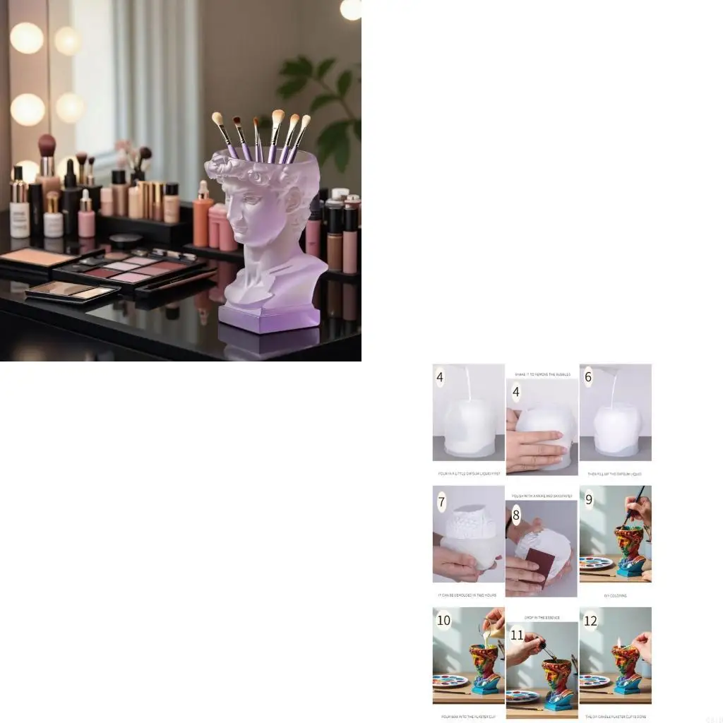

Artistic Silicone Planter Mold Feature Elegant Statue Design Makeup Brush Holder Mold For Resin Casting Projects