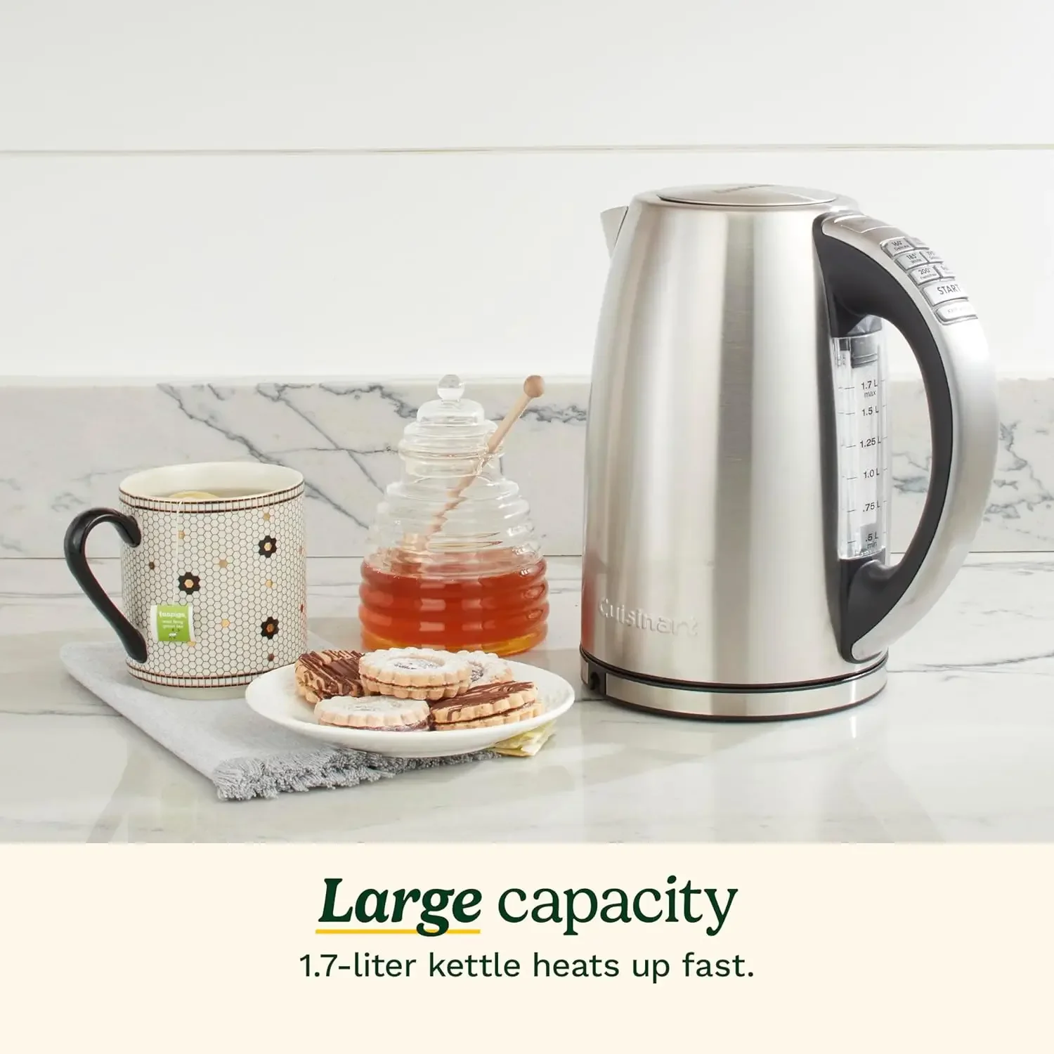 NEW 1.7-Liter Stainless Steel Cordless Electric Kettle with 6 Preset Temperatures