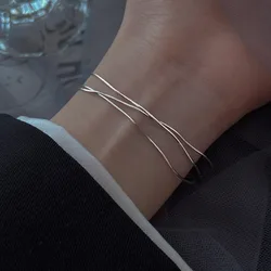 Silver Color Three Layer Snake Bone Chain Bracelet for Women Simple Fashion Girls Bracelets Jewelry Gifts
