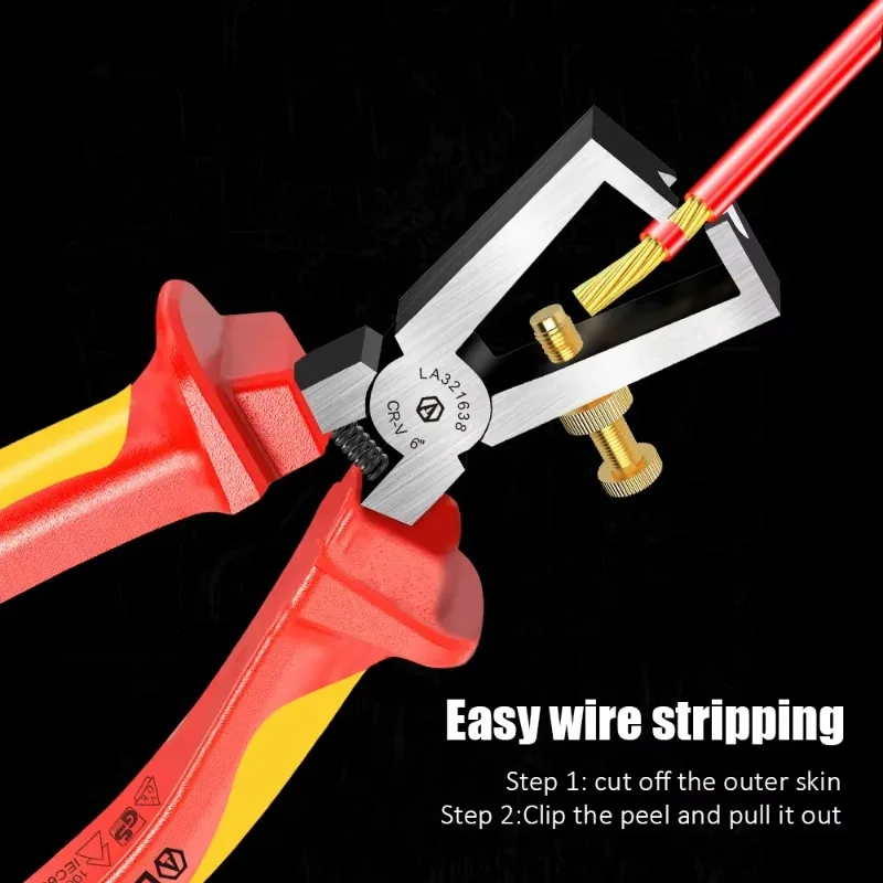 1000V Insulation Stripping Pliers Electrician Anti Electricity Stripping Pliers Insulation High Temperature  Voltage Resistance